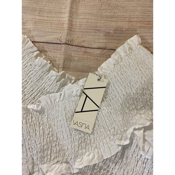 NWT Vasna Women's White Half Sleeve 100% Cotton Sun Dress - Medium - Picture 2 of 11